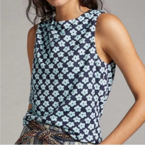 Anthropologie Eva Franco Floral Jacquard Crop Top - Picture 2 of 11